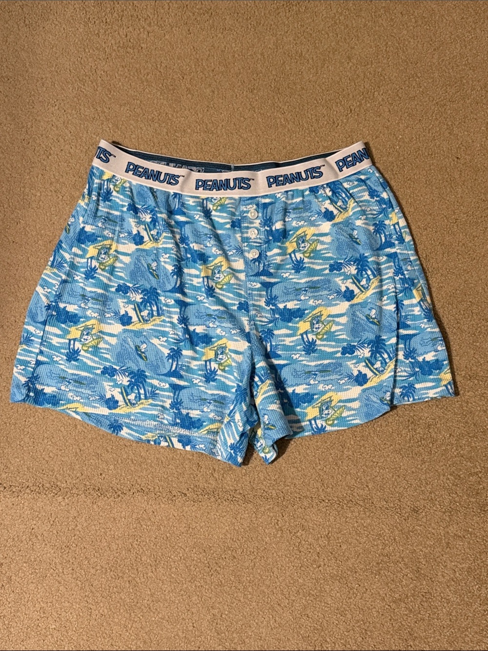 Peanuts Light Blue Tropical Print Boxer Shorts